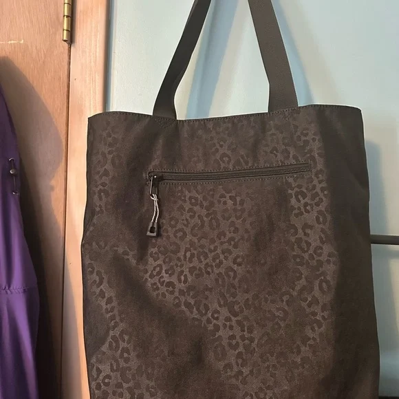 Amazon Black Tote Bag with Subtle Animal Print - Picture 2 of 3